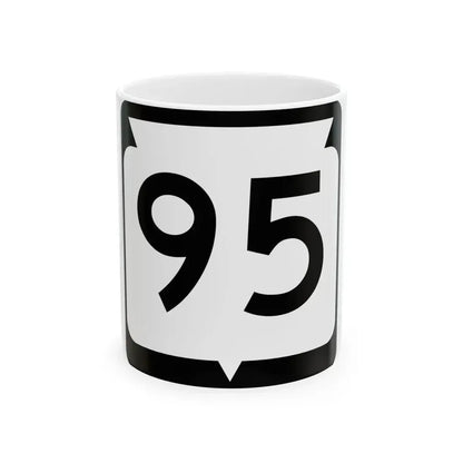WIS 95 (Wisconsin) (Road Sign) White Coffee Mug 11oz - Go Mug Yourself