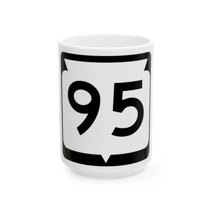 WIS 95 (Wisconsin) (Road Sign) White Coffee Mug 15oz - Go Mug Yourself