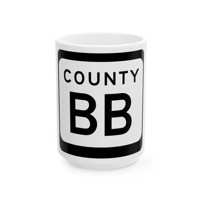 WIS County BB (Wisconsin) (Road Sign) White Coffee Mug 15oz - Go Mug Yourself