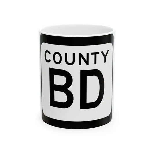 WIS County BD (Wisconsin) (Road Sign) White Coffee Mug 11oz - Go Mug Yourself