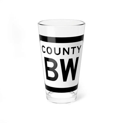 WIS County BW (Wisconsin) (Road Sign) Pint Glss 16oz 16oz - Go Mug Yourself