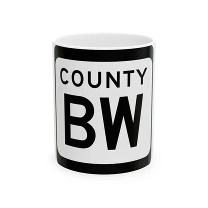 WIS County BW (Wisconsin) (Road Sign) White Coffee Mug 11oz - Go Mug Yourself