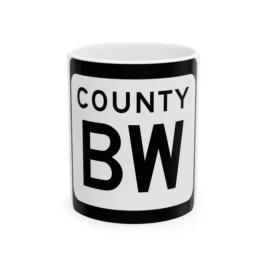 WIS County BW (Wisconsin) (Road Sign) White Coffee Mug 11oz - Go Mug Yourself