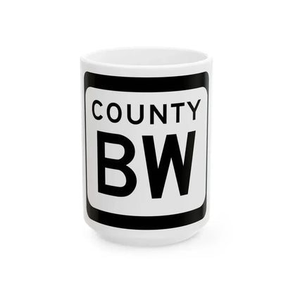 WIS County BW (Wisconsin) (Road Sign) White Coffee Mug 15oz - Go Mug Yourself