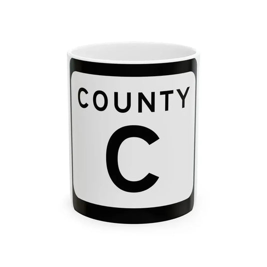 WIS County C (Wisconsin) (Road Sign) White Coffee Mug 11oz - Go Mug Yourself