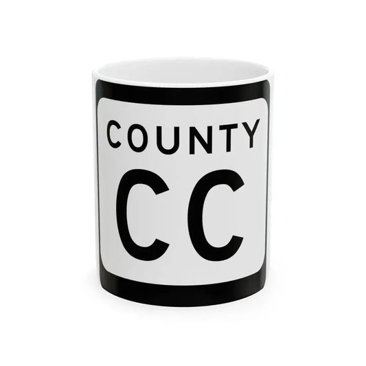 WIS County CC (Wisconsin) (Road Sign) White Coffee Mug 11oz - Go Mug Yourself