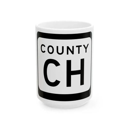 WIS County CH (Wisconsin) (Road Sign) White Coffee Mug 15oz - Go Mug Yourself