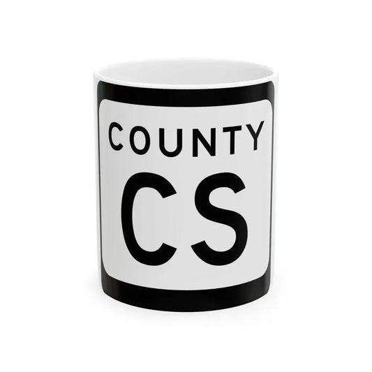 WIS County CS (Wisconsin) (Road Sign) White Coffee Mug 11oz - Go Mug Yourself