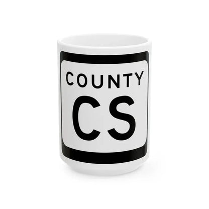 WIS County CS (Wisconsin) (Road Sign) White Coffee Mug 15oz - Go Mug Yourself