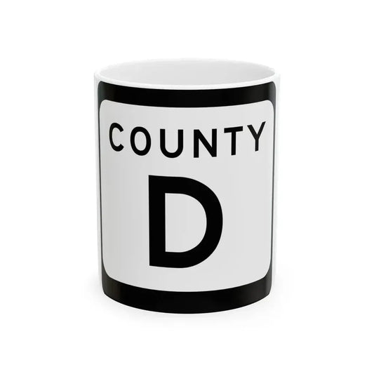 WIS County D (Wisconsin) (Road Sign) White Coffee Mug 11oz - Go Mug Yourself