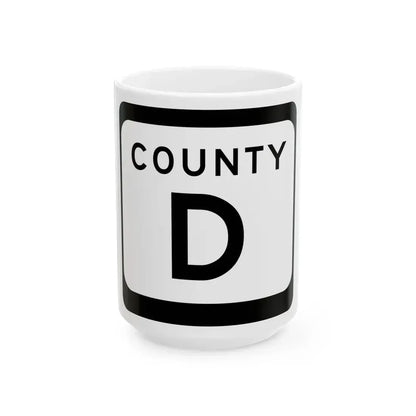 WIS County D (Wisconsin) (Road Sign) White Coffee Mug 15oz - Go Mug Yourself