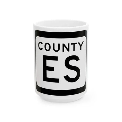WIS County ES (Wisconsin) (Road Sign) White Coffee Mug 15oz - Go Mug Yourself