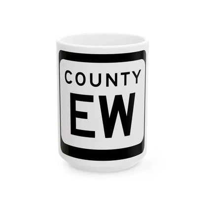 WIS County EW (Wisconsin) (Road Sign) White Coffee Mug 15oz - Go Mug Yourself
