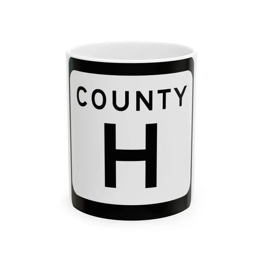 WIS County H (Wisconsin) (Road Sign) White Coffee Mug 11oz - Go Mug Yourself