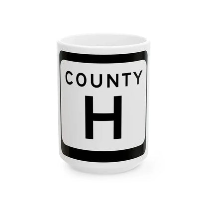 WIS County H (Wisconsin) (Road Sign) White Coffee Mug 15oz - Go Mug Yourself