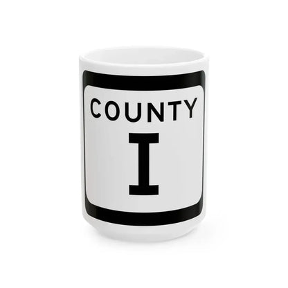 WIS County I (Wisconsin) (Road Sign) White Coffee Mug 15oz - Go Mug Yourself