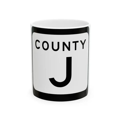 WIS County J (Wisconsin) (Road Sign) White Coffee Mug 11oz - Go Mug Yourself