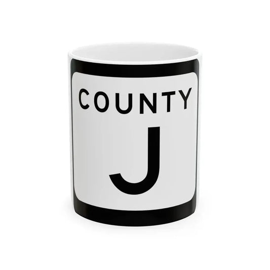 WIS County J (Wisconsin) (Road Sign) White Coffee Mug 11oz - Go Mug Yourself