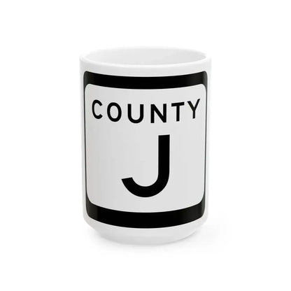 WIS County J (Wisconsin) (Road Sign) White Coffee Mug 15oz - Go Mug Yourself
