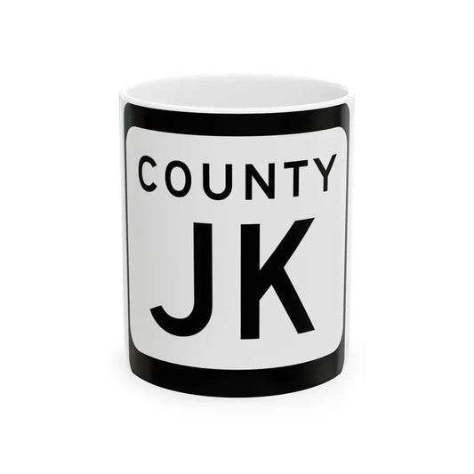 WIS County JK (Wisconsin) (Road Sign) White Coffee Mug 11oz - Go Mug Yourself