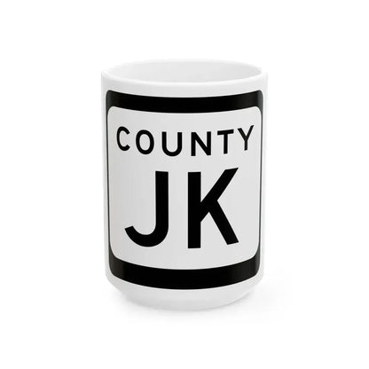 WIS County JK (Wisconsin) (Road Sign) White Coffee Mug 15oz - Go Mug Yourself