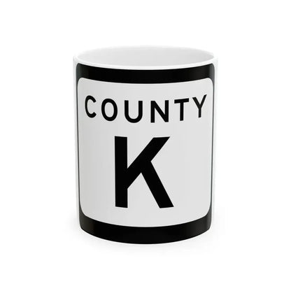 WIS County K (Wisconsin) (Road Sign) White Coffee Mug 11oz - Go Mug Yourself