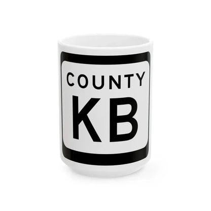 WIS County KB (Wisconsin) (Road Sign) White Coffee Mug 15oz - Go Mug Yourself