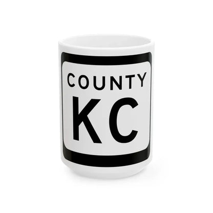 WIS County KC (Wisconsin) (Road Sign) White Coffee Mug 15oz - Go Mug Yourself