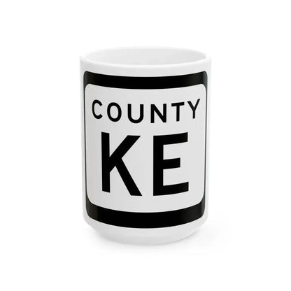 WIS County KE (Wisconsin) (Road Sign) White Coffee Mug 15oz - Go Mug Yourself