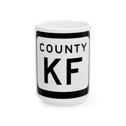WIS County KF (Wisconsin) (Road Sign) White Coffee Mug 15oz - Go Mug Yourself