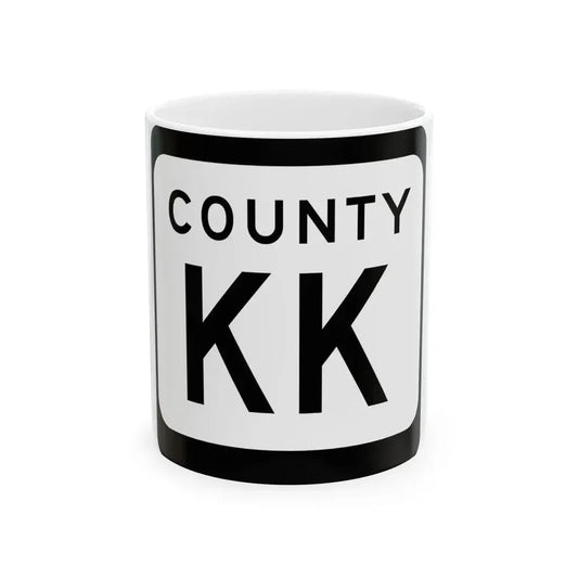 WIS County KK (Wisconsin) (Road Sign) White Coffee Mug 11oz - Go Mug Yourself