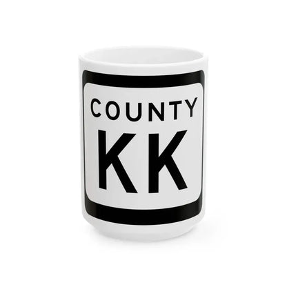 WIS County KK (Wisconsin) (Road Sign) White Coffee Mug 15oz - Go Mug Yourself