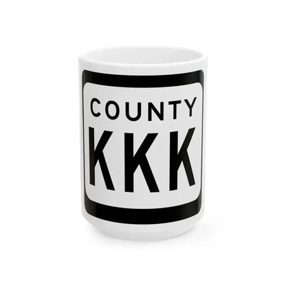 WIS County KKK (Wisconsin) (Road Sign) White Coffee Mug 15oz - Go Mug Yourself