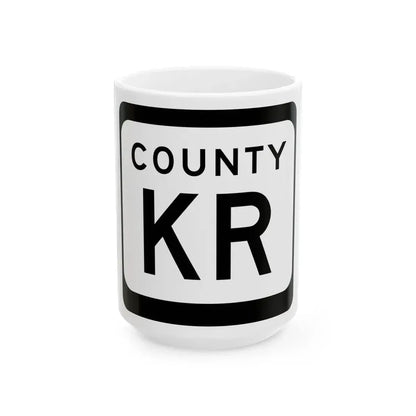 WIS County KR (Wisconsin) (Road Sign) White Coffee Mug 15oz - Go Mug Yourself