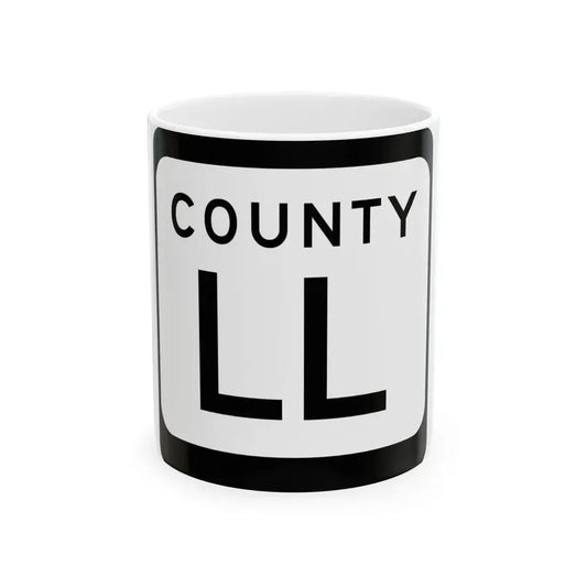 WIS County LL (Wisconsin) (Road Sign) White Coffee Mug 11oz - Go Mug Yourself