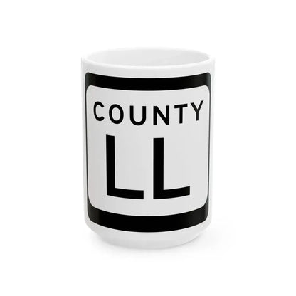 WIS County LL (Wisconsin) (Road Sign) White Coffee Mug 15oz - Go Mug Yourself