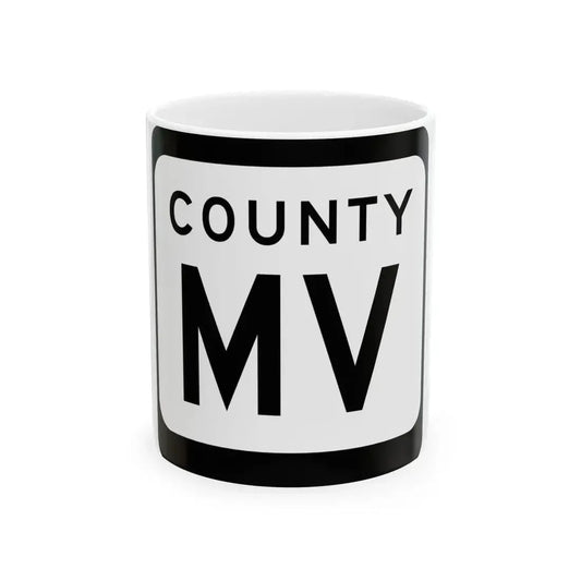 WIS County MV (Wisconsin) (Road Sign) White Coffee Mug 11oz - Go Mug Yourself