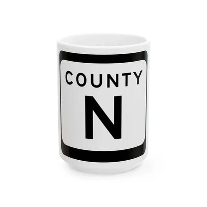 WIS County N (Wisconsin) (Road Sign) White Coffee Mug 15oz - Go Mug Yourself