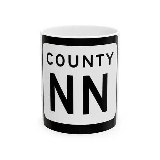 WIS County NN (Wisconsin) (Road Sign) White Coffee Mug 11oz - Go Mug Yourself