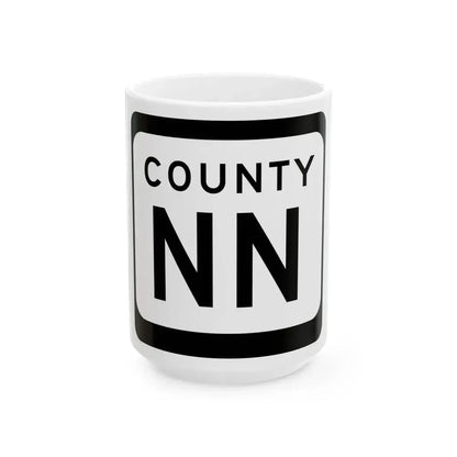 WIS County NN (Wisconsin) (Road Sign) White Coffee Mug 15oz - Go Mug Yourself