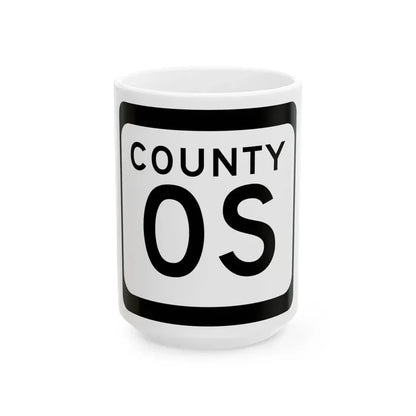 WIS County OS (Wisconsin) (Road Sign) White Coffee Mug 15oz - Go Mug Yourself