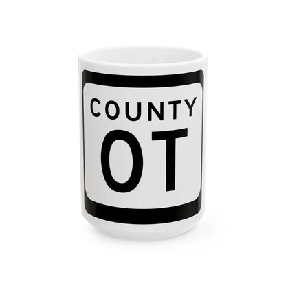 WIS County OT (Wisconsin) (Road Sign) White Coffee Mug 15oz - Go Mug Yourself