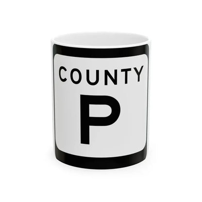 WIS County P (Wisconsin) (Road Sign) White Coffee Mug 11oz - Go Mug Yourself