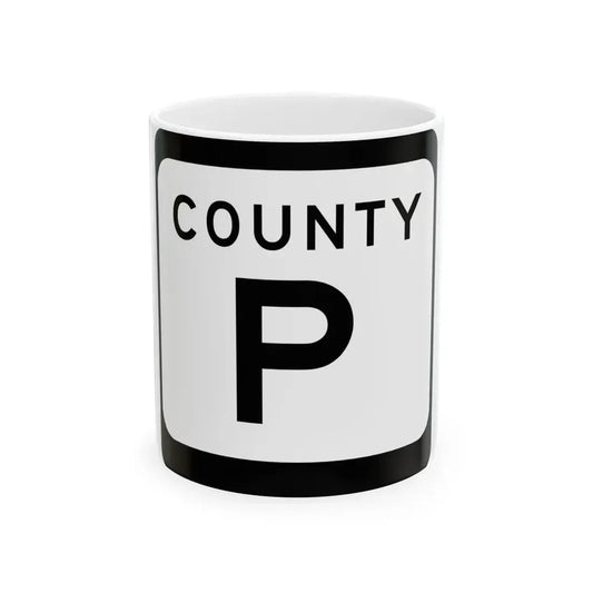 WIS County P (Wisconsin) (Road Sign) White Coffee Mug 11oz - Go Mug Yourself