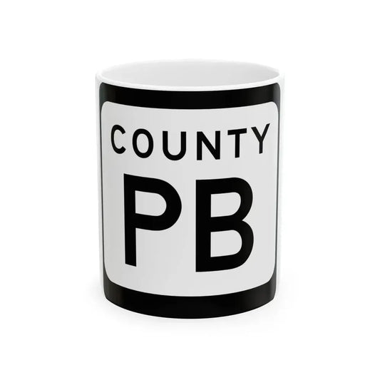WIS County PB (Wisconsin) (Road Sign) White Coffee Mug 11oz - Go Mug Yourself
