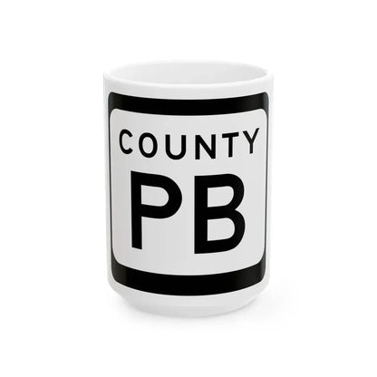 WIS County PB (Wisconsin) (Road Sign) White Coffee Mug 15oz - Go Mug Yourself