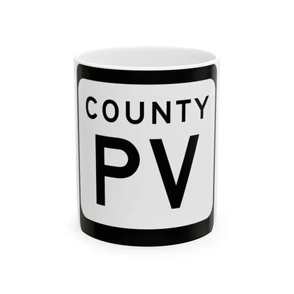 WIS County PV (Wisconsin) (Road Sign) White Coffee Mug 11oz - Go Mug Yourself