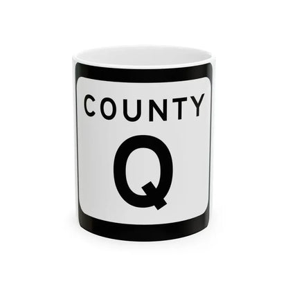 WIS County Q (Wisconsin) (Road Sign) White Coffee Mug 11oz - Go Mug Yourself
