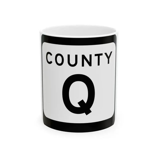 WIS County Q (Wisconsin) (Road Sign) White Coffee Mug 11oz - Go Mug Yourself
