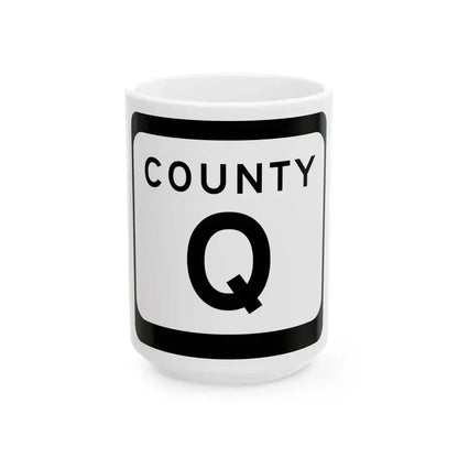 WIS County Q (Wisconsin) (Road Sign) White Coffee Mug 15oz - Go Mug Yourself